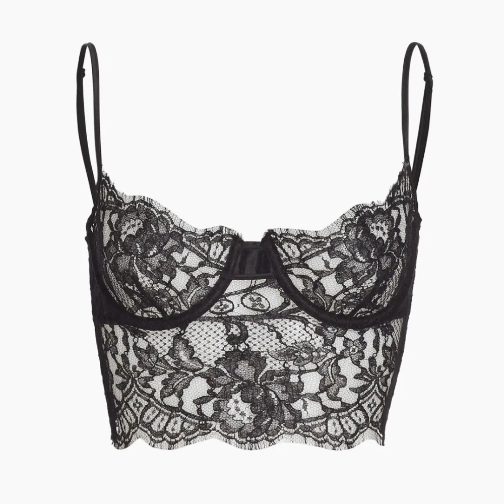 Black Kiki de Montparnasse Black Lace Longline Bra Sz M & Camille G-String